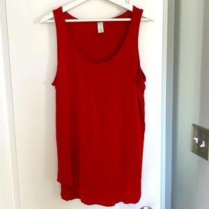 Old Navy L Tall Luxe Tank, curved hem EUC, slub knit Red